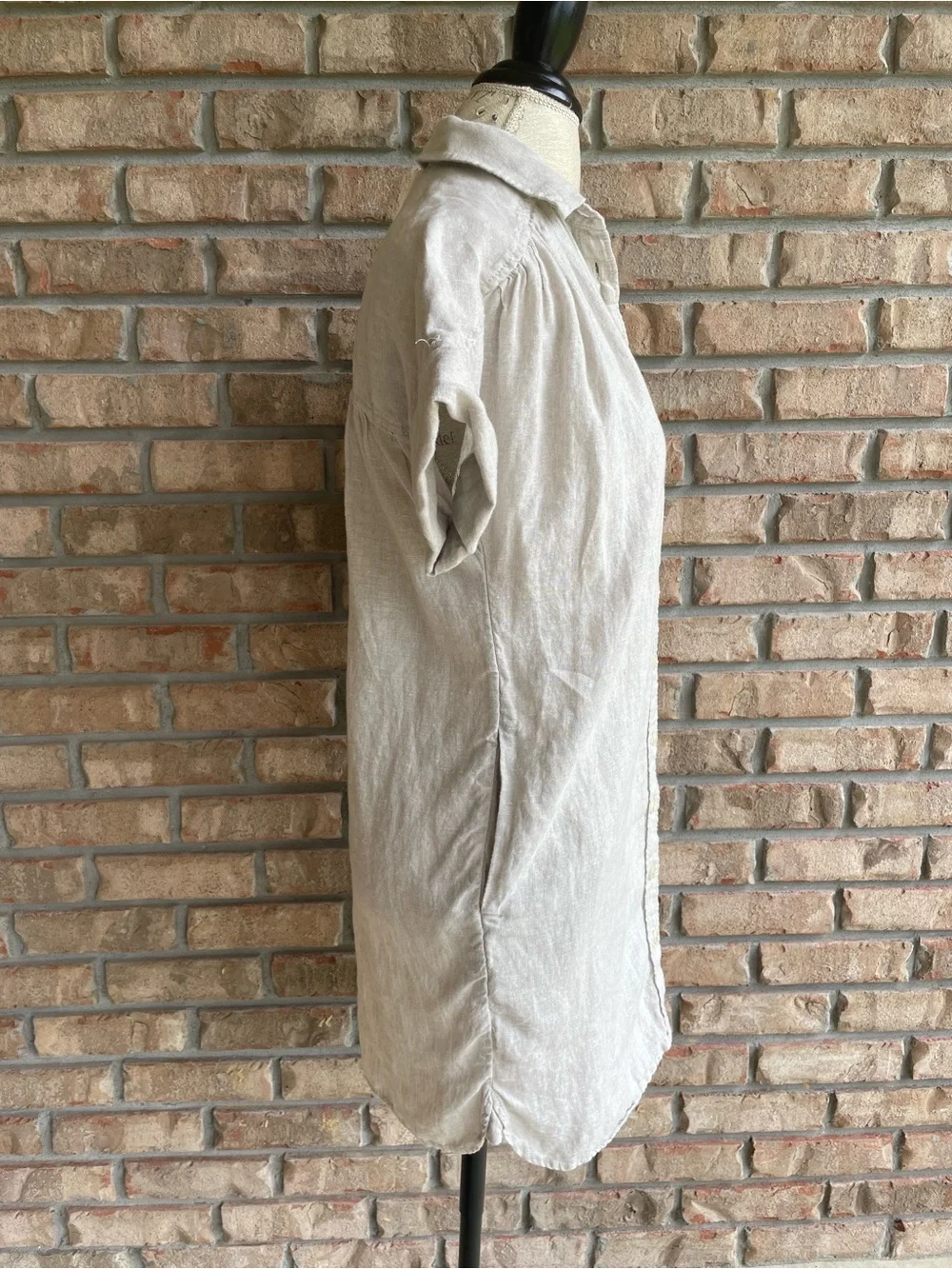 J. Crew Linen Button-Front Midi Dress in Natural Cream